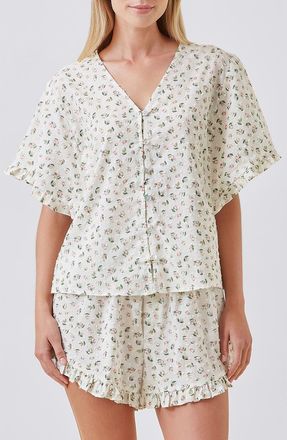 Papinelle Sleepwear Swiss Dot Short Pajamas in Rosebud Floral at Nordstrom, Size X-Large