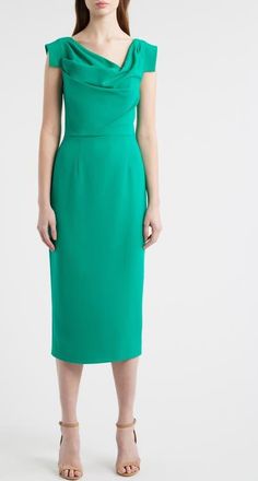 Black Halo Jacqueline Midi Gabardine Sheath Dress in Agave Green at Nordstrom, Size 10
