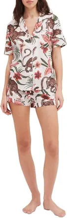 Desmond & Dempsey Print Cotton Short Pajamas in Cream at Nordstrom, Size X-Small
