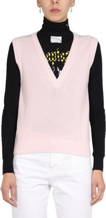 Raf Simons V-Neck Knitted Vest With Ribbed Texture