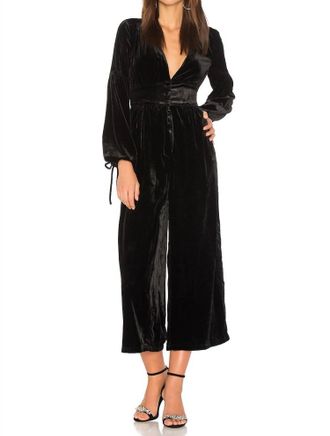 Free People True Lovin Velvet One Piece Jumpsuit In Black