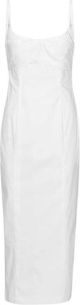 Rotate Stijlvolle Ruched Cup Midi Jurk - Dames - Casual kleedjes - Wit - L - Katoen - Kleedjes