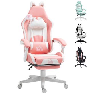 OEM Silla Gamer Reclinable Con Altura Ajustable Reposapi&eacute;s Retr&aacute;ctil Soporte Lumbar Y Reposacabezas Desmontable Rosa