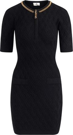 Elisabetta Franchi Knitted Dresses, female, Black, Size: XL Mini abito in maglia a rombi c