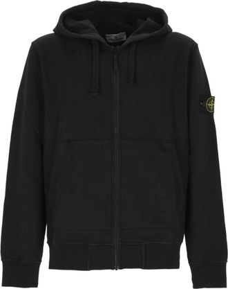 Stone Island Hoodies & sweatvesten, Heren, Zwart, M, Katoen, Stone Island Sweaters Zwart