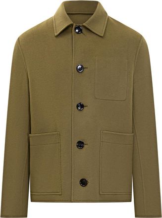 Ami Green Solid Shirt Collar Jacket