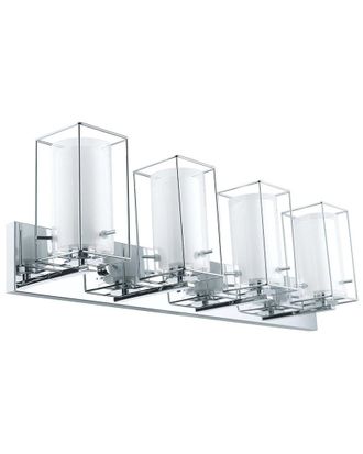 Eglo Eglo Iride 4 Light Bath/Vanity Light With Chrome Finish & Clear & White Glass Shades
