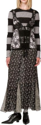 Anna Sui Beardsley Satin Camisole in Black Multi at Nordstrom, Size Medium