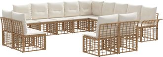 vidaXL Conjunto De Sof&aacute;s De Exterior 13 Uds. Natural Y Crema Poli&eacute;ster Vidaxl
