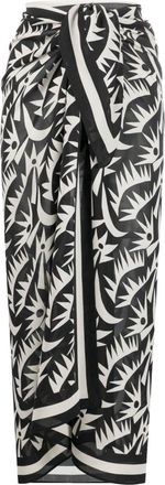 Matteau graphic-print silk sarong - women - Silk - OS - Black