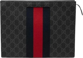 Gucci Pre-owned Coated Canvas Clutch - Dames - Vintage Clutch - Zwart - ONE Size - Leer - Vintage