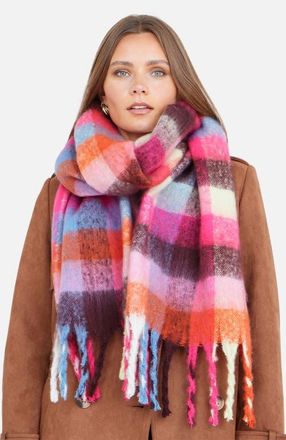 Yumi Color Block Super Fluffy Scarf in Multi at Nordstrom