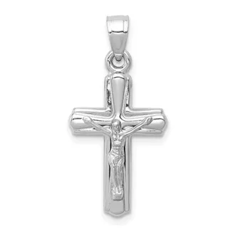 Diamond2Deal 14K White Gold Reversible Crucifix Pendant