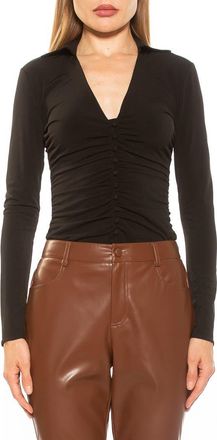 Alexia Admor Alina Long Sleeve Ruched Top in Black at Nordstrom Rack, Size X-Small