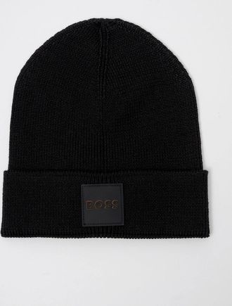 HUGO BOSS Mens BOSS Orange Foxxy_R Mens Beanie - Black 001 - Size: ONE size