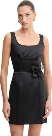 Rotate Rotate Birger Christensen - Satin Flower Mini Jurk - Dames - Jurken - Zwart - Maat: XS Satijn