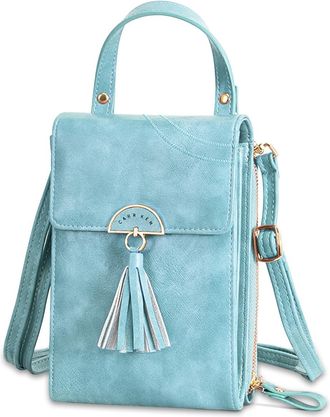 Generic Crossbody Phone Bag for Women Leather Ladies Cross Body Handbags Mobile Phone Bag, Crossbody Bag with Adjustable Strap (blue)