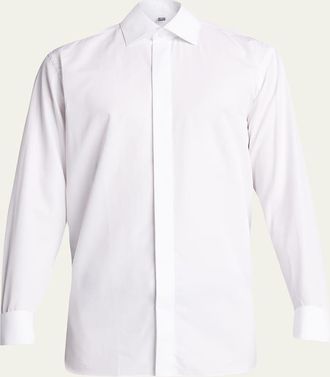 Bergdorf Goodman Mens Formal Twill Fly-Front Dress Shirt