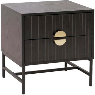Hhg Comodino HHG-263, tavolino dappoggio comodino armadietto, cassetto melamina MDF metallo 50x48x39cm, effetto legno nero