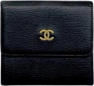 Chanel Pre-owned Tri-fold Wallet - Dames - Vintage Accessoires - Zwart - ONE Size - Leer - Vintage