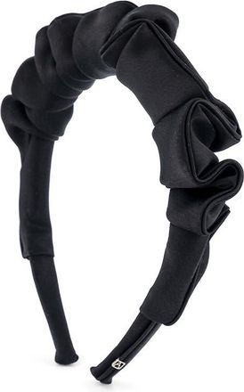 Alexandre de Paris Gathered Satin Headband in Black at Nordstrom
