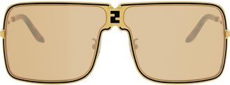 Fendi ness 67.2mm Oversize Mask Sunglasses in Shiny Endura Gold /Roviex at Nordstrom