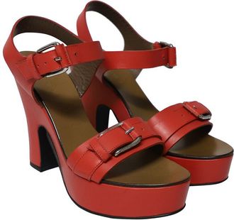 Marni Womens Leather Buckle Platform Sandal (Authentic Pre-Loved)
