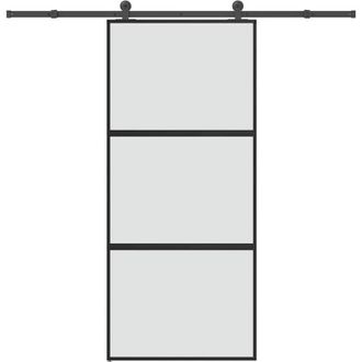 vidaXL Vidaxl - Puerta Corredera Set Herrajes Vidrio Templado Aluminio 90x205cm