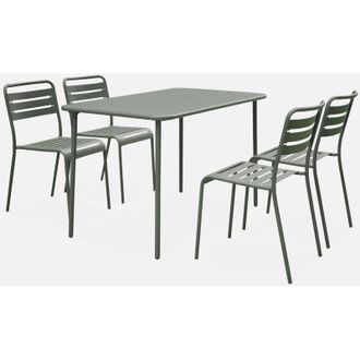 Sweeek Tavolo da giardino in metallo, 4 sedie