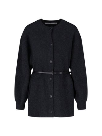 Alexander Wang Ribbed Knit Mini Dress with Adjustable Waist and Button Closure