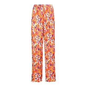 Msgm Wide Trousers, female, Orange, 2XS, Floral Print Wide Trousers