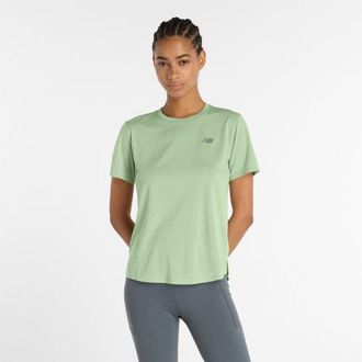 New Balance Women Athletics T-Shirt in Green Poly Knit, size X-Large