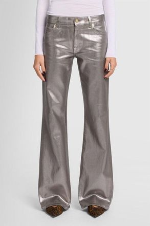 7 For All Mankind Womens Ladies Pants Spencer Flare Coated Champagne Fit - Silver - Size 26 (Waist)