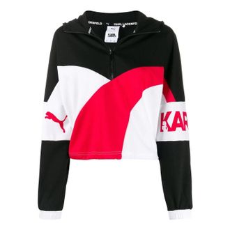 Puma (WMNS) PUMA x Karl XTG Half-Zip Hoodie Black White Red 595567-01