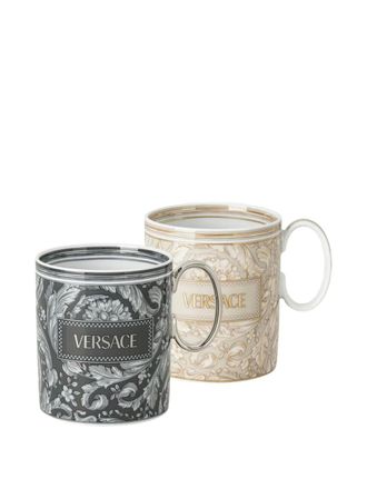 Versace barocco logo-detail mug set (set of two) - unisex - Porcelain - OS - Grey