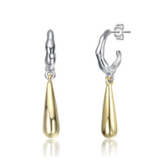 Rachel Glauber Two-Tone C-Hoop Briolette Drop Earrings