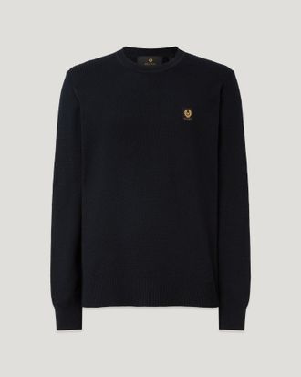 Belstaff Coast Knitted Jumper Mens Cotton Silk Pique Dark Ink Size 2XL