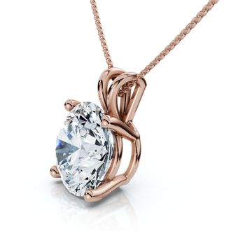 Pompeii3 Certified 3Ct Solitaire Round Diamond Pendant 14k Gold Necklace Lab Grown 18