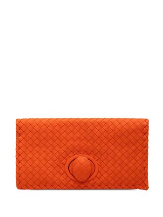 Bottega Veneta 2012-2025 Nappa Intrecciato Turn Lock clutch bag - women - Nappa Leather - One Size - Orange