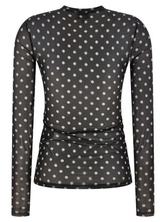 Ganni Polka Dot Sheer Blouse - Charcoal