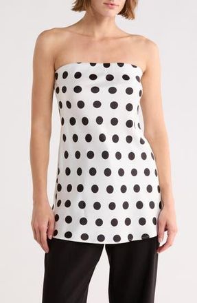 Renee C Polka Dot Strapless Tunic Top in White at Nordstrom Rack, Size X-Large