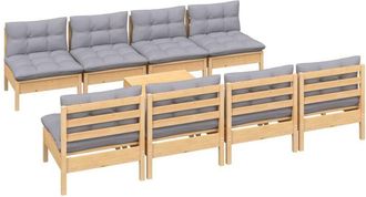 vidaXL Juego De Muebles De Jard&iacute;n 9 Pzas Y Cojines Madera Maciza Pino Vidaxl