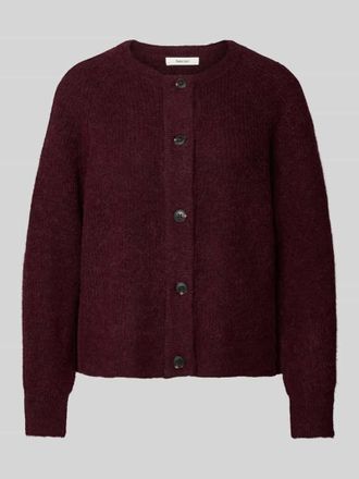 Selected Regular Fit Strickjacke aus Woll-Mix mit Alpaka Modell LULU in Pflaume, Gr&ouml;&szlig;e S