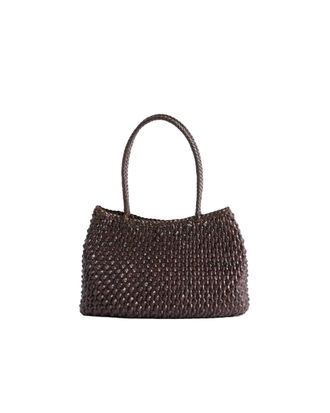 Dragon Diffusion S. Croce Cactus Dark Brown Woven Buff Leather Shoulder Bag