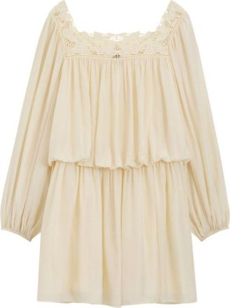 BOSS Relaxed-fit muslin dress with embroidered neckline
