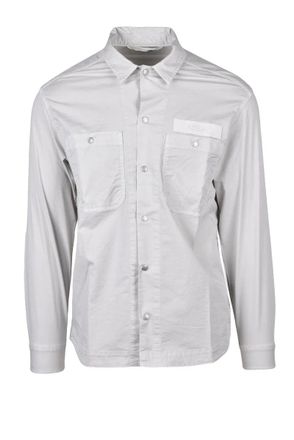 Replay Light Grey Cotton Lyocell Elastane Shirt