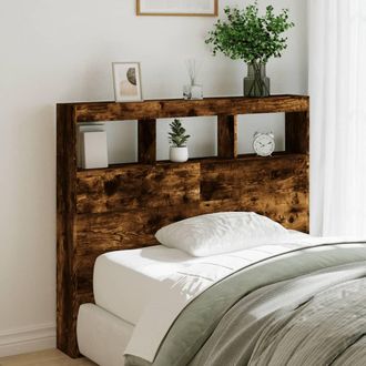 vidaXL Cabecero De Cama Con Luz Led Roble Ahumado 100x17x102 Cm Vidaxl
