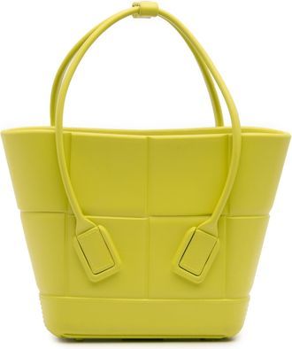 Bottega Veneta Pre-owned Womens Arco Tote Woven Rubber - Yellow Textile - One Size