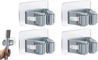 OEM Juego De Cuatro Piezas Que Incluye Un Soporte Autoadhesivo Para Escobas De Montaje En Pared, Un Soporte Para Fregonas Y Un Gancho Para Escobas De Mont