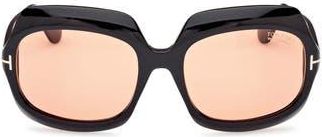 Tom Ford Ren 60mm Geometric Sunglasses in Black/other /Brown at Nordstrom Rack